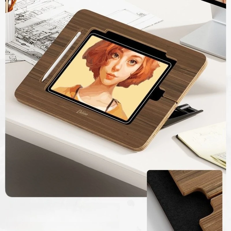 สีวอลนัทที่ทนทานภาพวาดไม้เดสก์ท็อปแท็บเล็ต/Pad สําหรับผู้ถือ IPad การเขียนและการวาดภาพ Home Office Gadget