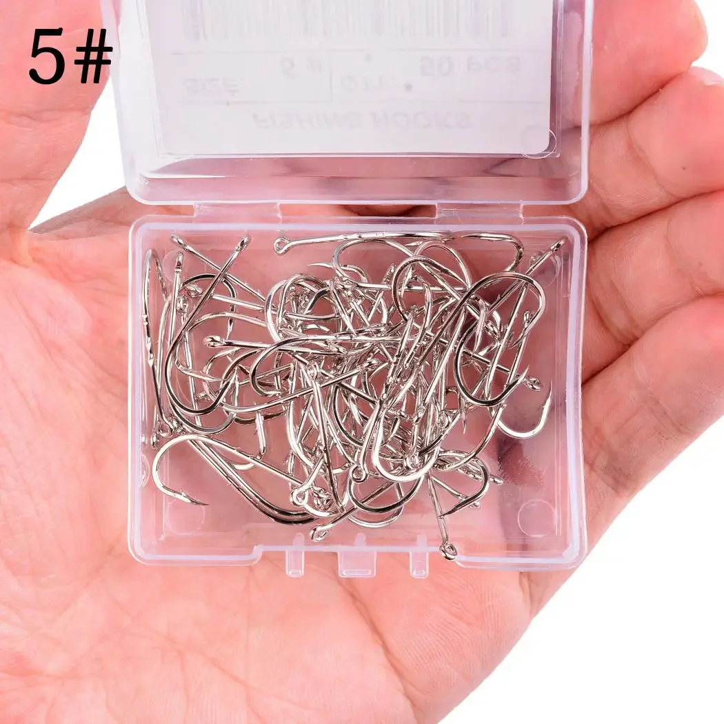 Aorace 50 Cái/hộp Cán Dài Móc Câu 1 #-12 # Cá Móc Thép Carbon Cao Cấp Sắc Nét Thép Gai Bù Đắp hẹp Mồi Móc Fishhook