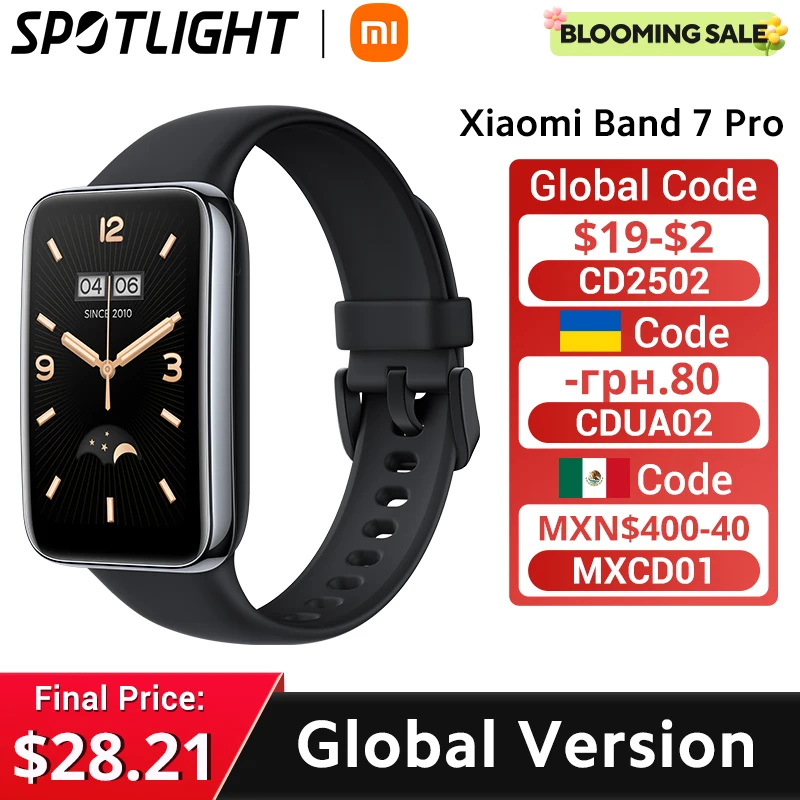 Phiên Bản Toàn Cầu Xiaomi Mi Band 7 Pro 1.64 ''AMOLED 2.5D Màn Hình Cong Xây Dựng Trong GPS Oxy Trong Máu Luôn mặt Đồng Hồ Thông Minh Dây