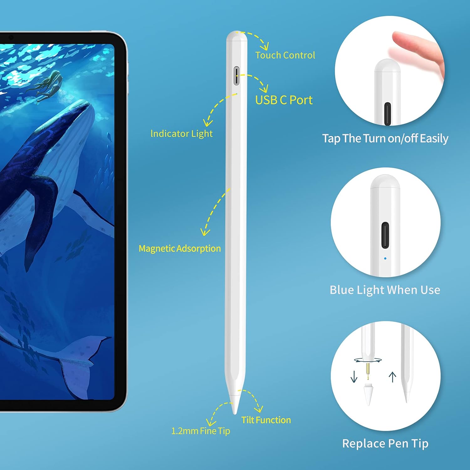 Lápiz óptico Universal para Android IOS Windows, lápiz táctil de pantalla capacitiva para iPad, lápiz Apple para tableta Huawei Xiaomi