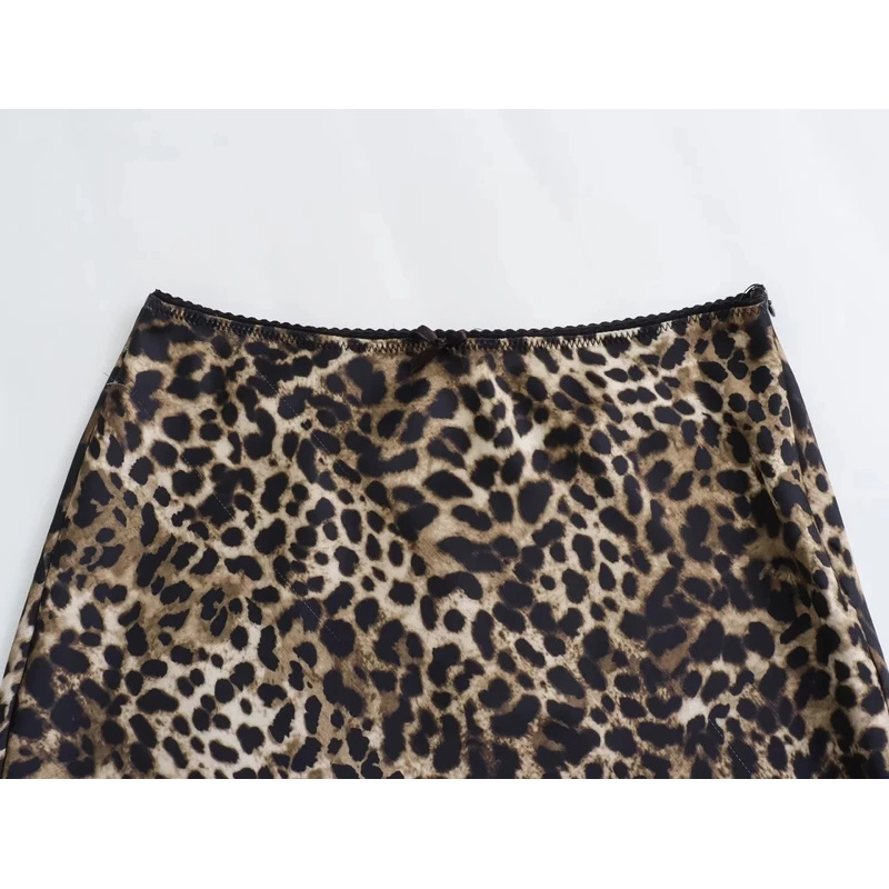 Asds Damesrokken Luipaard Midi Rok Vrouw Vintage Hoge Taille Rokken Voor Dames Print Zomer Lange Rok Stijlvolle Elegante Rokken