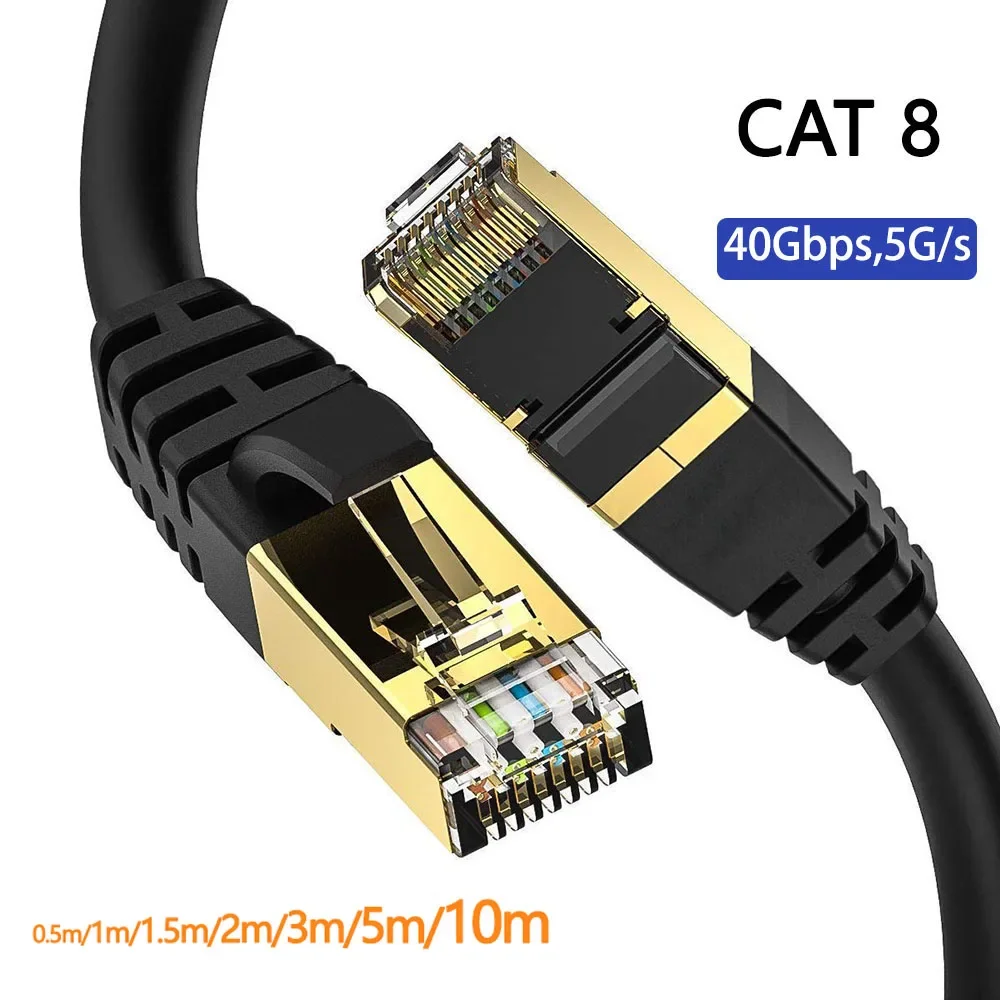 Cat 8 Ethernet Ronde Kabel LAN Netwerk Cat8 Rj45 Snelheid Netwerkkabel 40 Gbps Platte Kabel 2000 Mhz 26AWG Voor router Pc Ps4 Tv Laptop