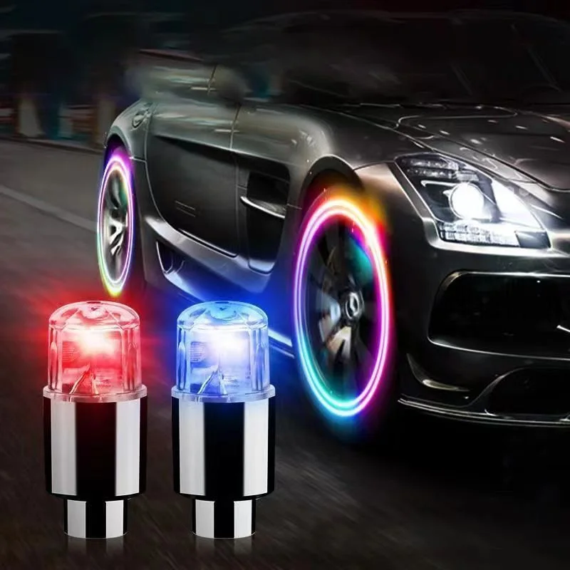 2 個のカラフルな LED ホイールバルブライトオートバイ自転車車のホイールタイヤバルブキャップユニバーサル防塵自転車バルブカバー