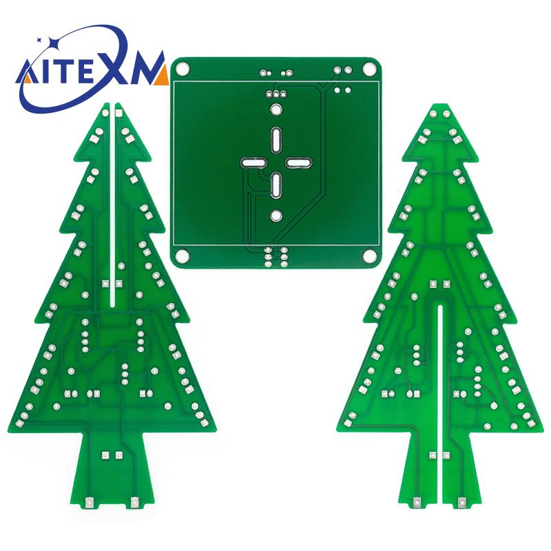 Three-Dimensional 3D Christmas Tree LED DIY Kit Red/Green/Yellow LED Flash Circuit Kit Electronic Fun Suite YANXD
