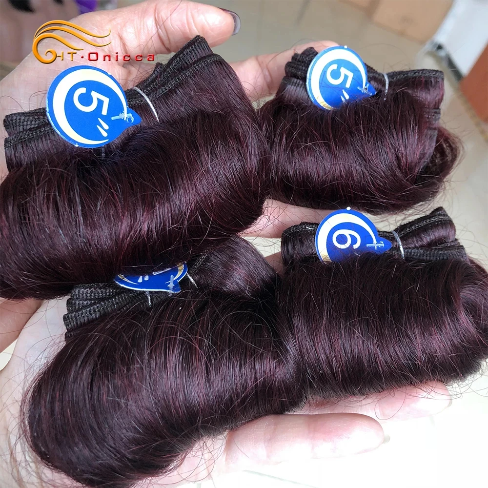 Bouncy encaracolado 100% pacotes de cabelo humano 1b 27 30 99j borgonha colorido pacotes extensões de cabelo indiano remy cabelo 4 pacotes