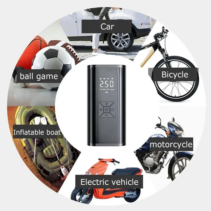 Bomba de aire inalámbrica YIJU, inflador de neumáticos eléctrico portátil de 150psi para coche, bicicleta, motocicleta, Mini compresor de aire, inyector de aire para neumáticos