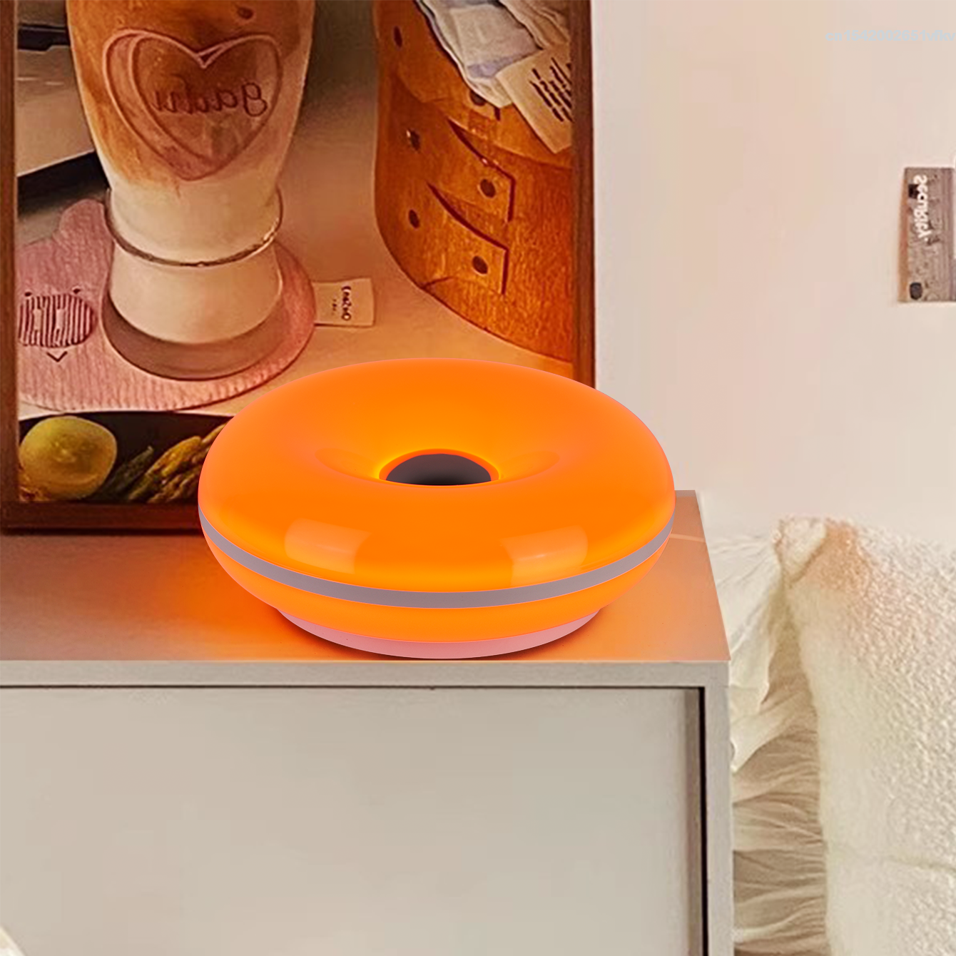 Schlafzimmer Nachttischlampe USB Stecker Bauhaus Wohnzimmer Esszimmer Dekoration Donut Umgebungslicht