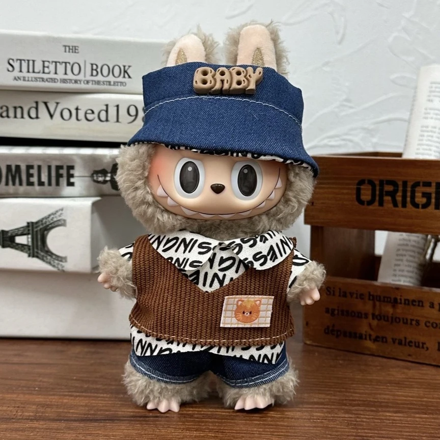 17 см одежда для кукол Labubu Capybara Cos костюм V1 V2 V3, стильный комплект одежды для плюшевых игрушек, аксессуары для кукол