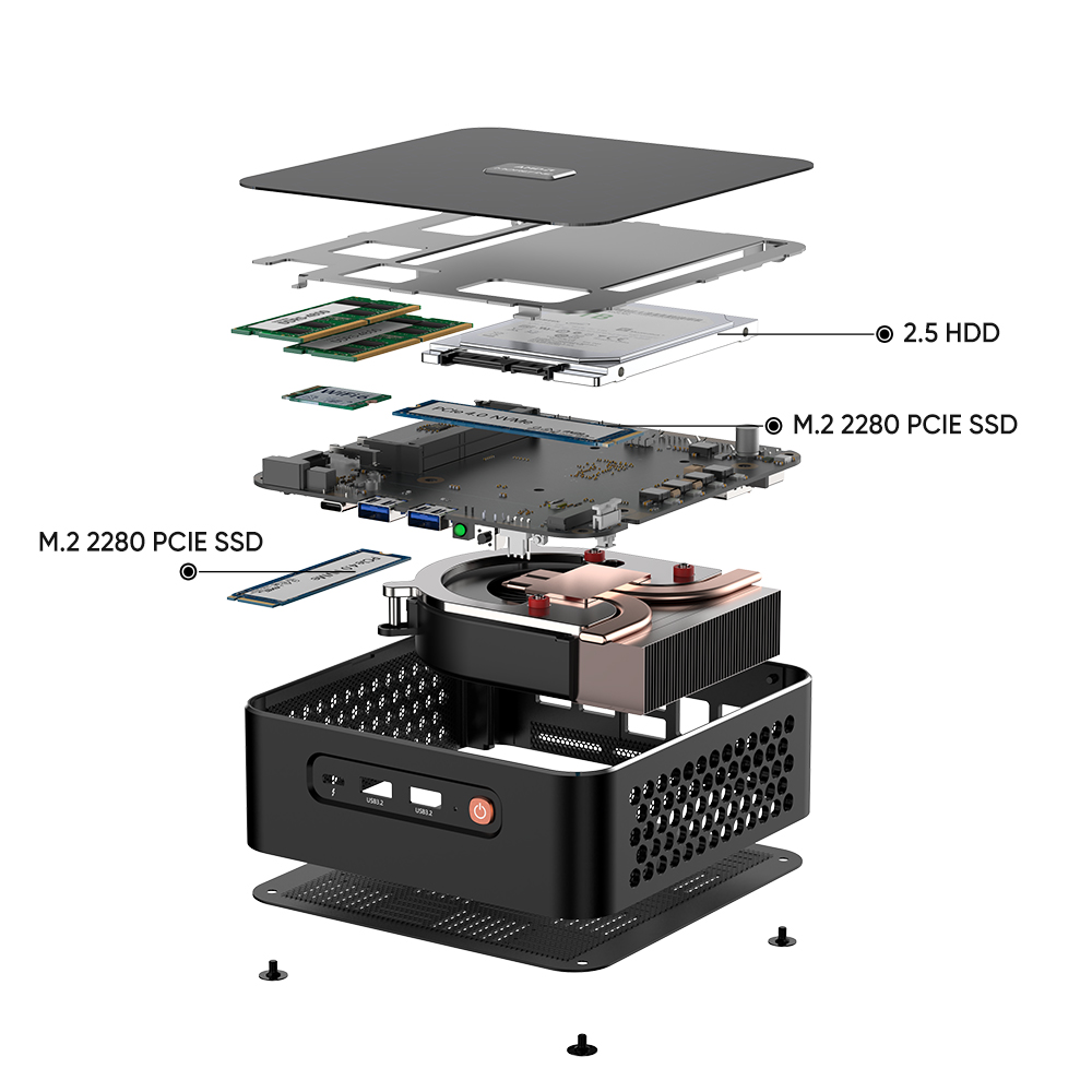 Topton M600 Rzyen 9 8945HS AMD AI Mini PC 5 8645HS 2xDDR5 2xPCIe4.0 2x2.5G LAN Windows 11 MINIPC Desktop Computer Gamer PC WiFi6