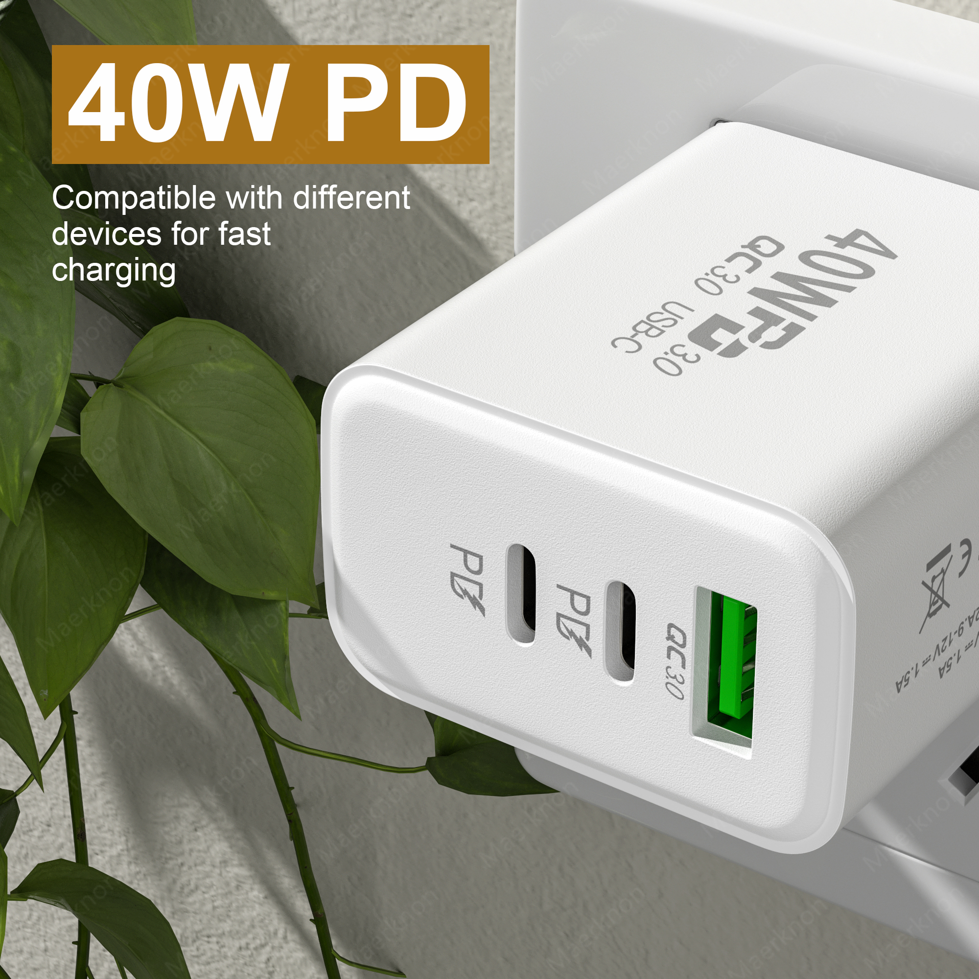PD 60W USB 충전기 3 포트 유형 C iPhone 용 고속 충전 전화 충전기 어댑터 Xiaomi Samsung Huawei EU/US 플러그 벽 충전기