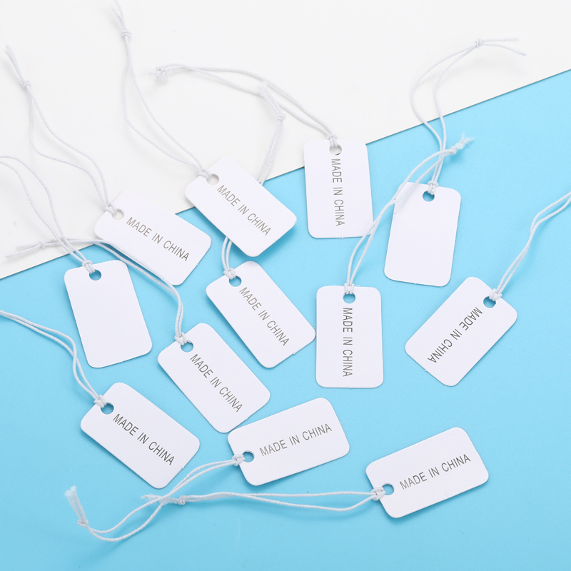 100 stks sieraden klein label diy blanco kleine tag multi size kraftpapier witte elastische lijn prijskaartje X13