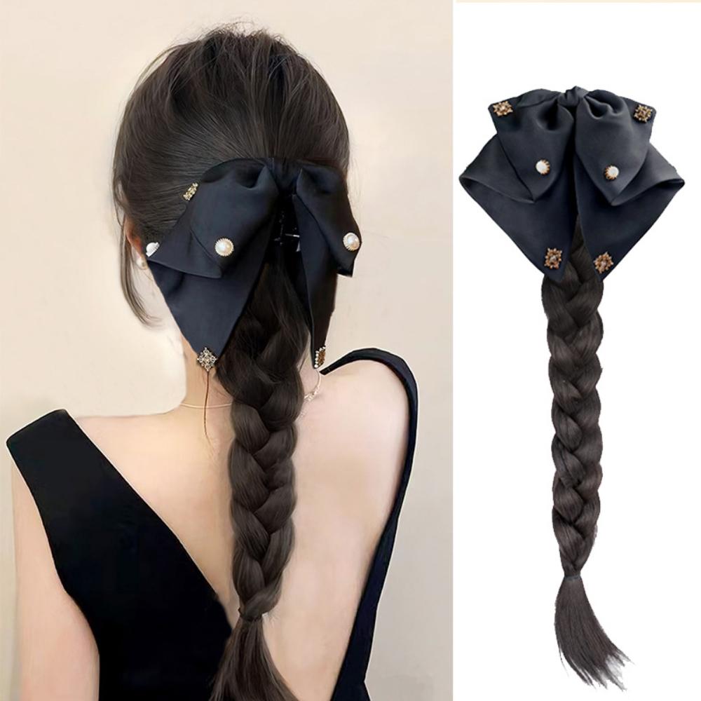 Perucas sintéticas femininas bolinhas arco bandana simulação cabelo torção rabo de cavalo hairpin suave com saia acessórios para o cabelo