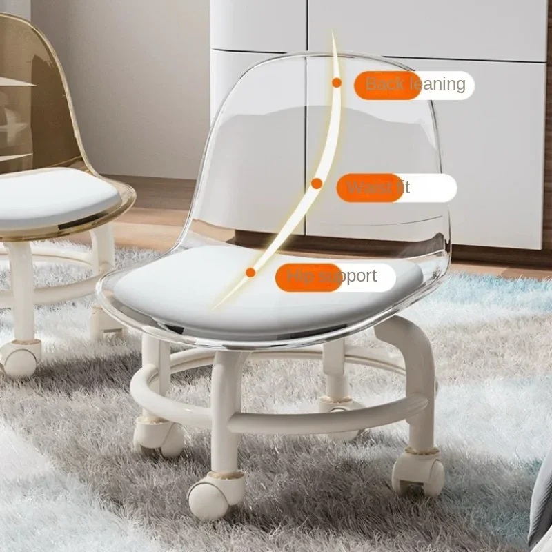 Banqueta moderna em acrílico com rodízios silenciosos e altura ajustável para crianças e adultos