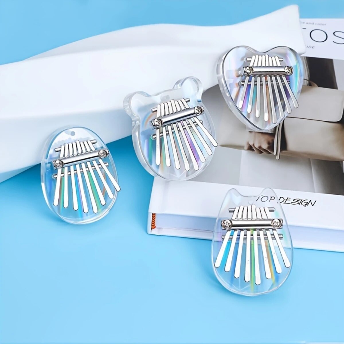 Miwayer 8 teclas Mini Kalimba Arco Iris corazón transparente cristal Kalimba acrílico pulgar Piano acústico dedo Piano instrumento musical