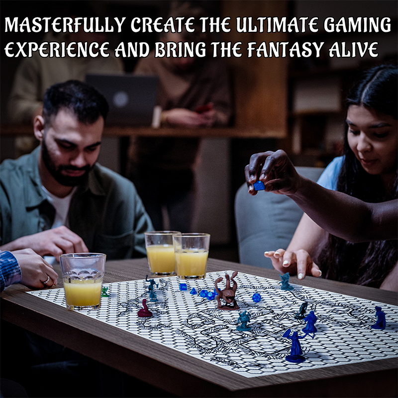 Dnd rpgゲーミングマットシリコンバトルボード両面正方形および六角23 "x 35"-折りたたみ式でロール可能-卓上pgに最適