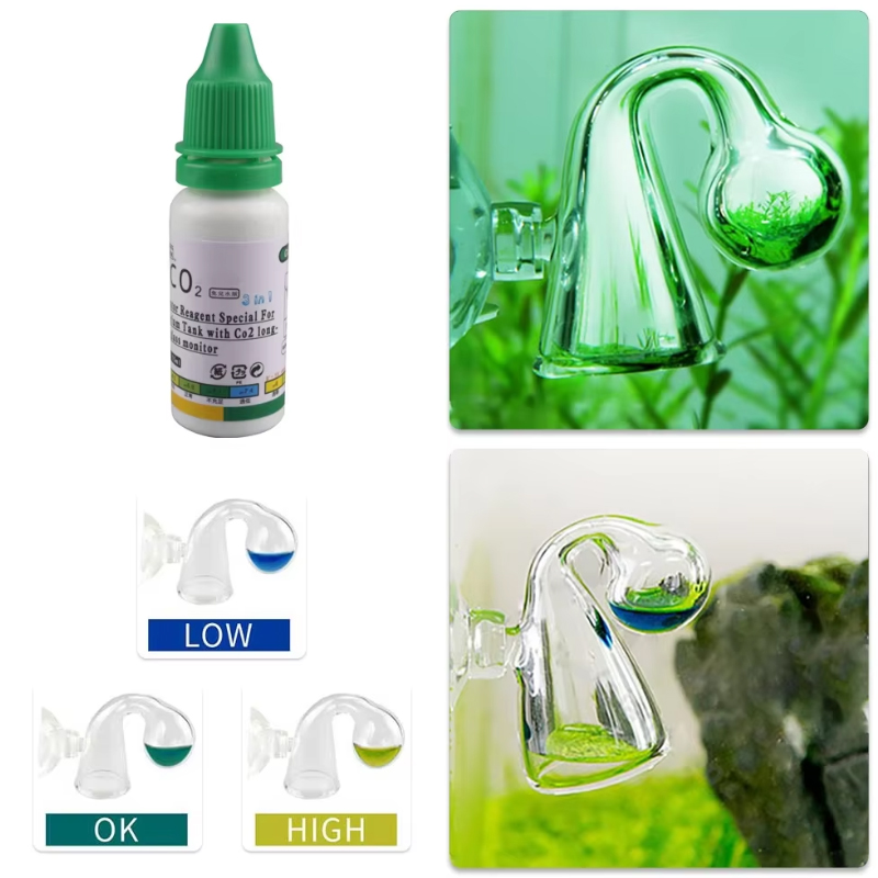 수족관 CO2 표시기 솔루션 모니터 식물 잔디 CO2 시스템 농도 물고기 탱크 유리 액체 테스터 유체 드롭 검사기