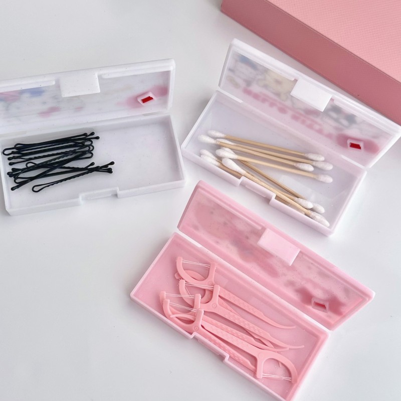 Kawaii Cartoon Hello Kitty Y2K Square Storage Box Cute My Melody Anime Student Portable Desktop Hairpin Storage Box Girls Gifts