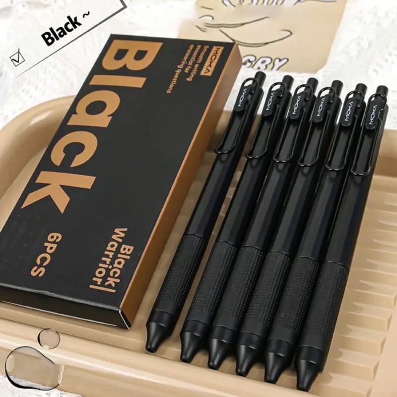 6 Pcs Creative Press Neutral Pen Signature Pen Black Pen Student Supplies Quick Drying Pen Stationery