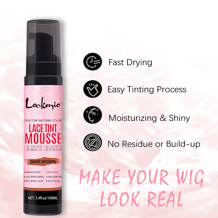 Pruik Tint Schuim voor Lace Front Verven Mousse Natuurlijk Sneldrogend Raster Onzichtbare Kleur Haarlak voor Pruiken