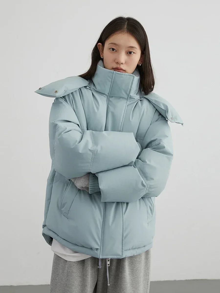 CHIC VEN-abrigo de plumón de pato blanco para mujer, chaqueta cálida sólida a prueba de viento, con capucha, invierno, 2023