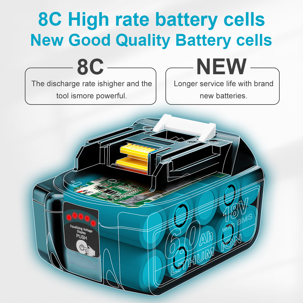 Camason マキタ 18V バッテリー電動工具交換アクセサリー BL1860 BL1850 18 v リチウムイオン充電式電池パック充電器