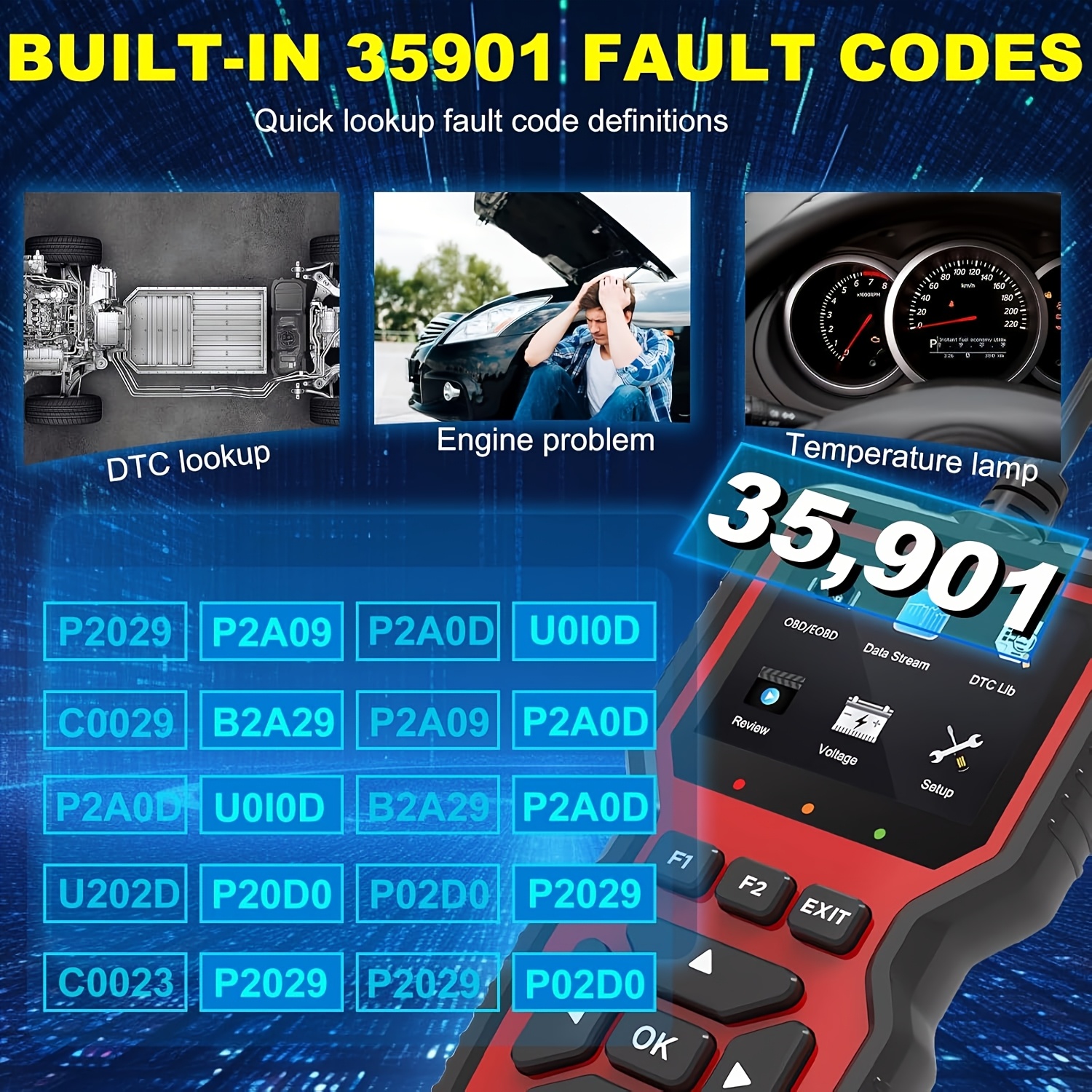 Obd2-Scanner-Diagnosetool, – Professionelles Codeleser- und Scan-Tool für Echtzeitdaten, Check-Engine-Licht- und Diagnosecode-Auto-Diagnose-Scan-Tool – Geeignet für alle Obdii-Autos seit 2003 – ein großer Helfer für Mechaniker und Autobesitzer