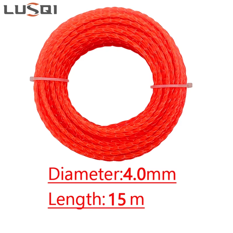 LUSQI 5 м / 10 м / 15 м * 2,4 мм / 2,7 мм / 3 мм / 3,5 мм / 4 мм Триммер для травы Нейлоновая спиральная кусторез Веревка Головка газонокосилки Аксессуар