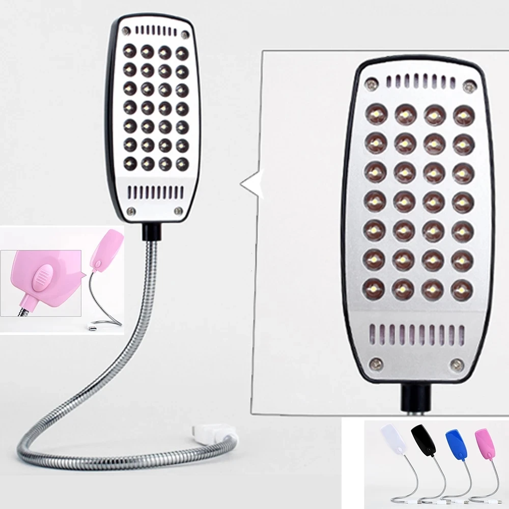 Luz LED de libro USB, 28 LED, lámpara de lectura Flexible con protección ocular, luces de mesa ajustables, 4 colores para iluminación de estudio y dormitorio