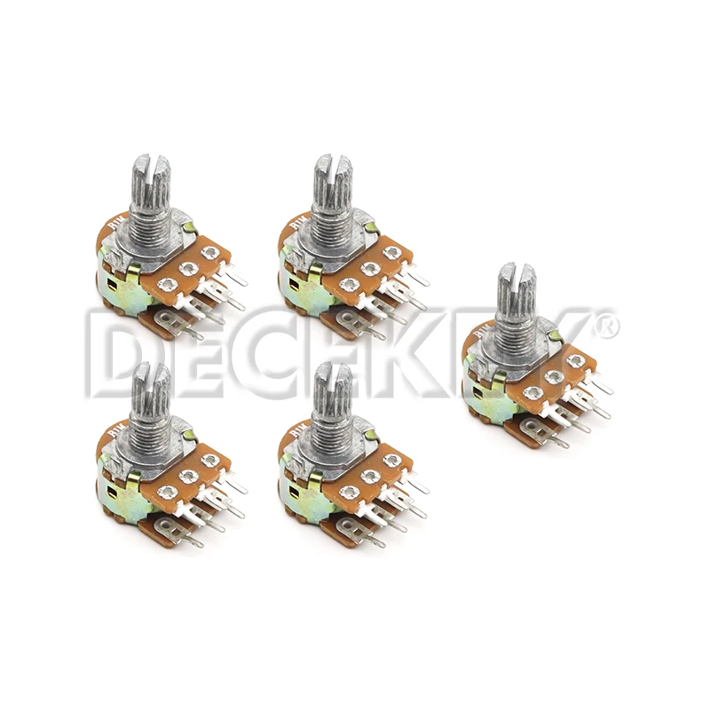 10 Uds WH148 potenciómetro 6 pines 15mm eje con tuercas y arandelas potenciómetros lineales B1K B2K B5K B10K B20K B50K B100K B500K B1M