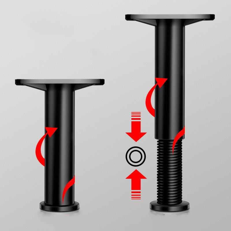 Soporte de viga de cama ajustable telescópico negro, pata de muebles de plástico reforzado, pata de sofá, cama, soporte de soporte de carga inferior, 1 Uds.