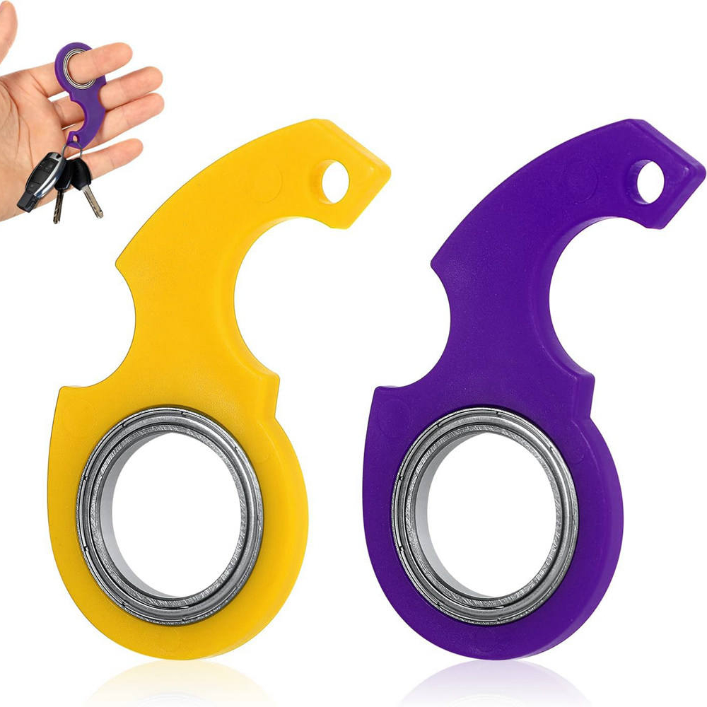 Spinner Stress Speelgoed Metalen Fidget Speelgoed Kinderen Vingertop Draaiende Sleutelhanger Vinger Fidget Ring Verlichten Verveling Party Geschenken Sleutelhanger
