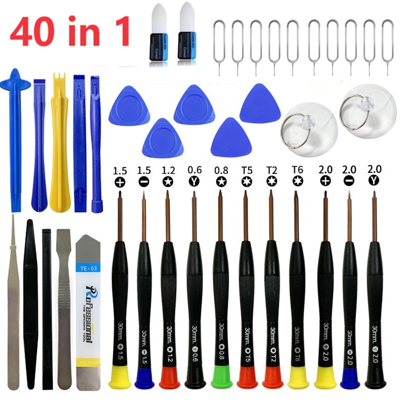 40 in 1 Mobile Phone Repair Tools Kits Phones Opening Screen Pry Mobile Phone Screwdriver Tools for iPhone Samsung Xiaomi Huawei