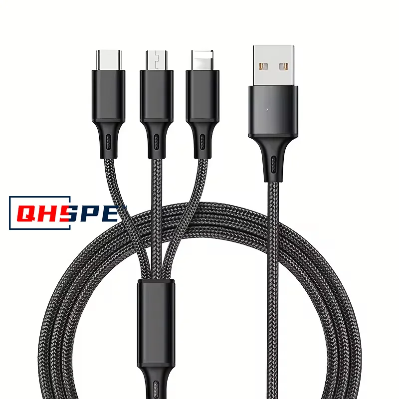 Cable USB 3 en 1, Cable cargador Micro USB tipo C, puerto USB múltiple, Cable de carga rápida para iPhone 11, 12, 13 Pro Max, Xiaomi y Samsung