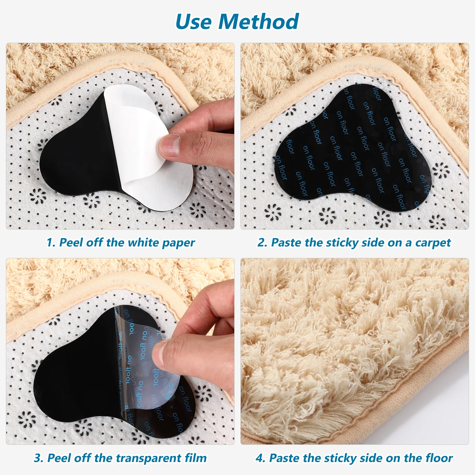 10Pcs Rug Holders Round Corner Triangle Cloud Shape Non Slip Pads for Hardwood Floors Tiles Keep Rugs Flat and Stable