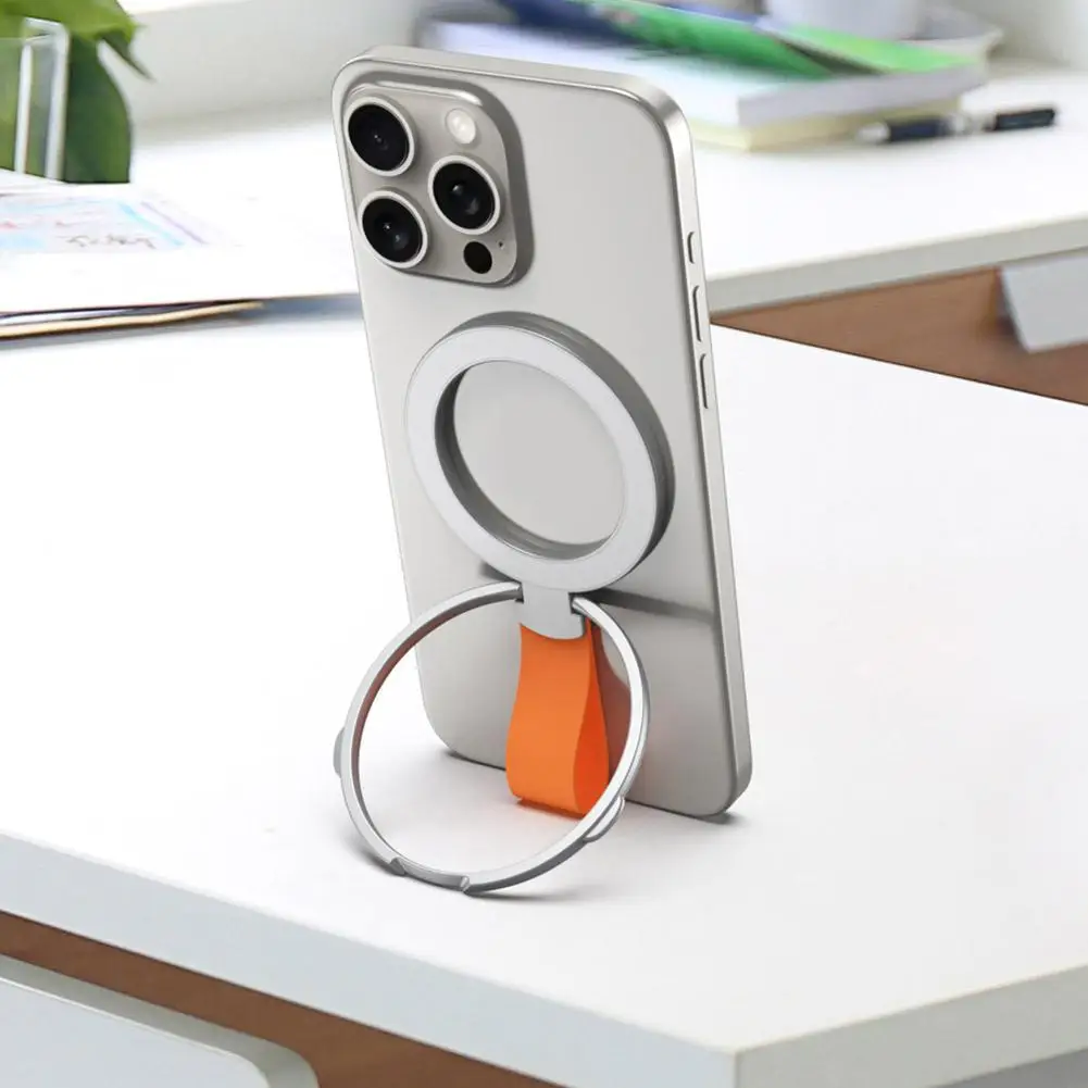 iphone15 14 13 12 시리즈 데스크탑 AlloyBuckle 스탠드 용 실리콘 코드 회전 킥 스탠드가있는 MagSafe 마그네틱 링 전화 홀더