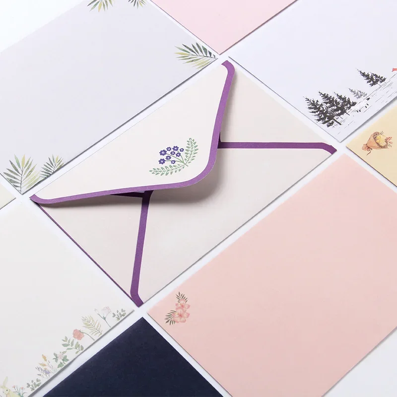 9 個かわいい封筒セットかわいいレターパッド DIY はがき結婚式招待状カード紙カバー韓国文具事務用品