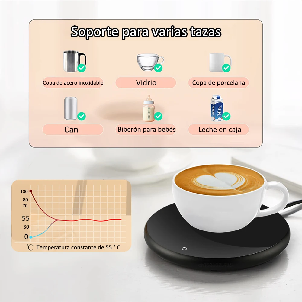 Calentador de tazas USB para el hogar y la Oficina, almohadilla térmica eléctrica, posavasos termostáticos, calentador de tazas de café, leche, té y agua