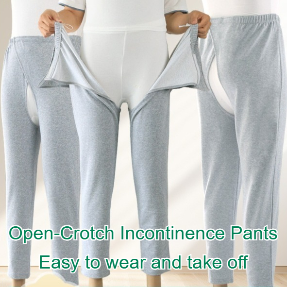 Calças de incontinência de algodão macio, virilha aberta, lavável, anti-vazamento, roupa íntima acamada para pacientes idosos paralisados, respirável