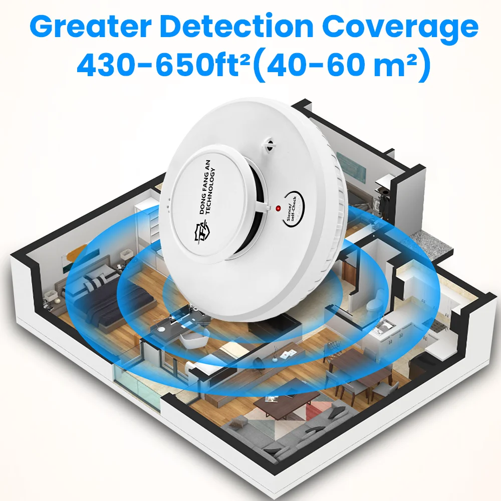 เครื่องตรวจจับควันและอุณหภูมิ DFA 2 in 1 ระบบ Tuya WiFi สำหรับเตือนภัยไฟไหม้ในบ้าน ห้องนอน โรงงาน และสำนักงาน