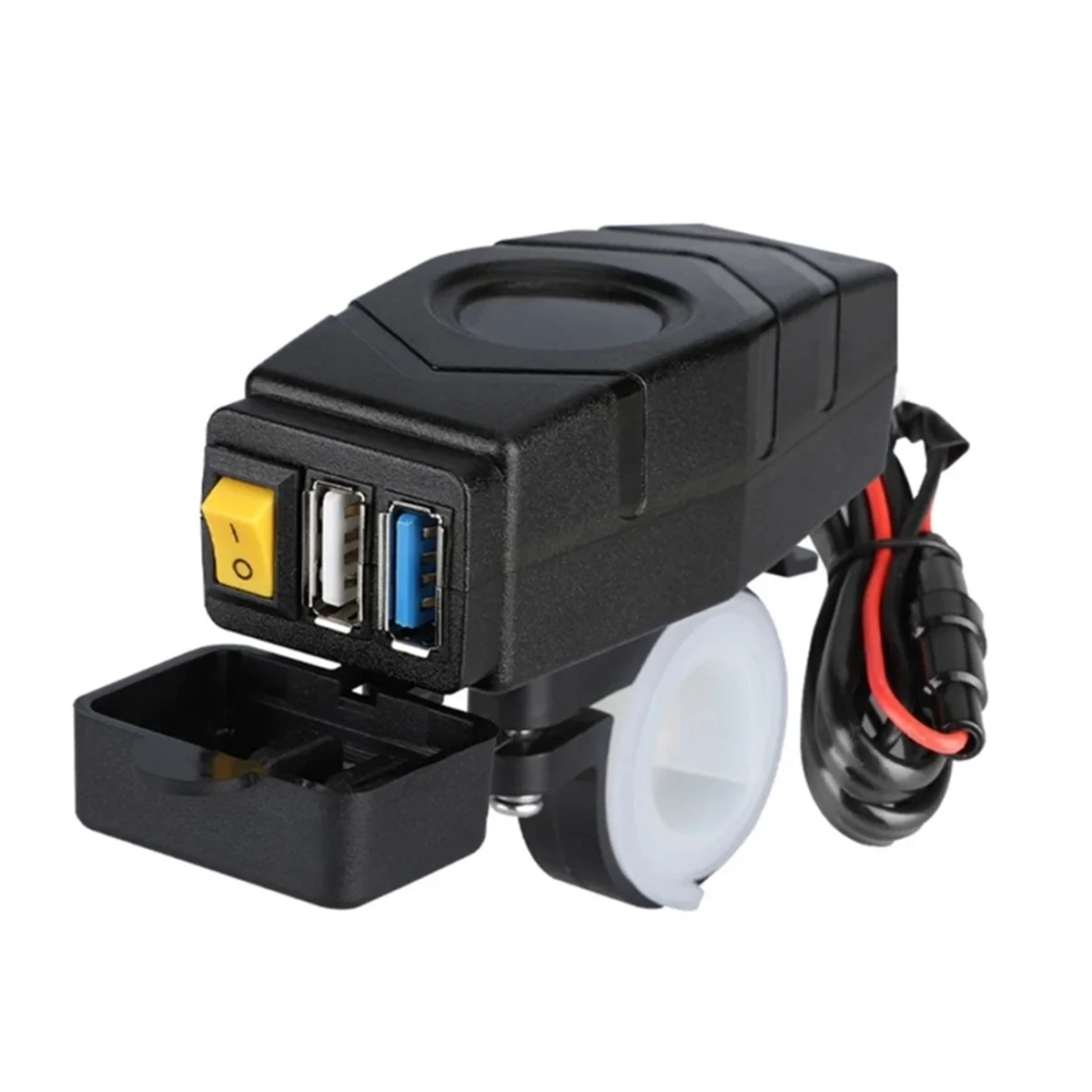 Carregador USB para guidão de bicicleta elétrica C1FB 20-80V 24V 36V 48V 60V QC3.0 Adaptador de carregador rápido (luz vermelha)