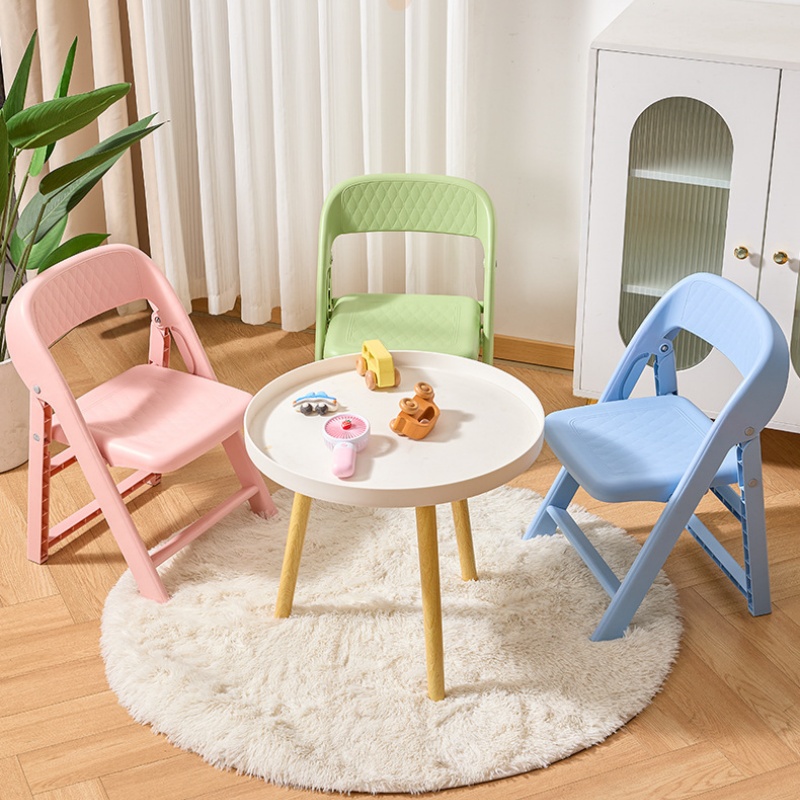 Silla con respaldo plegable para niños, taburete bajo de plástico para sala de estar, silla para el hogar, resistente, antideslizante y cómoda