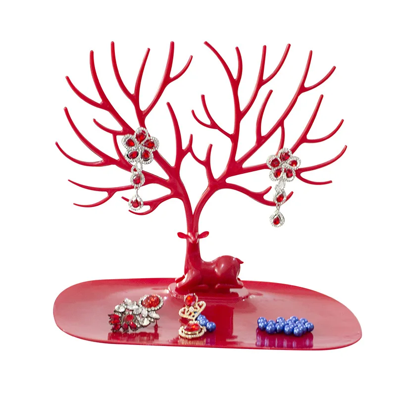 Deer Plastic Jewelry Display Stand Earrings Necklaces Ring Bracelet Tray Tree Storage Shop window Racks Organizer Make Up Holder