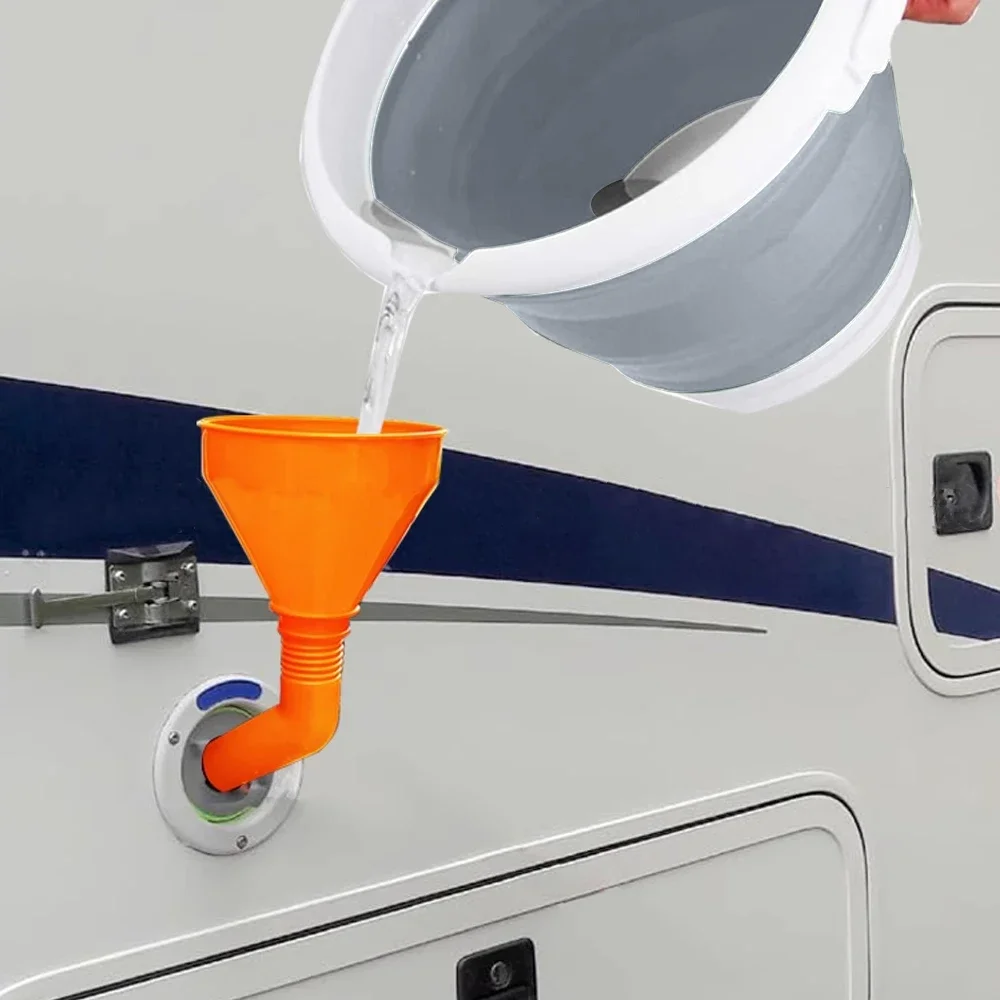 1 zestaw lejek do napełniania wody do samochodu kempingowego lejek do napełniania toalety 10L składane składane wiadro silikonowe do przyczepy kempingowej Campervan
