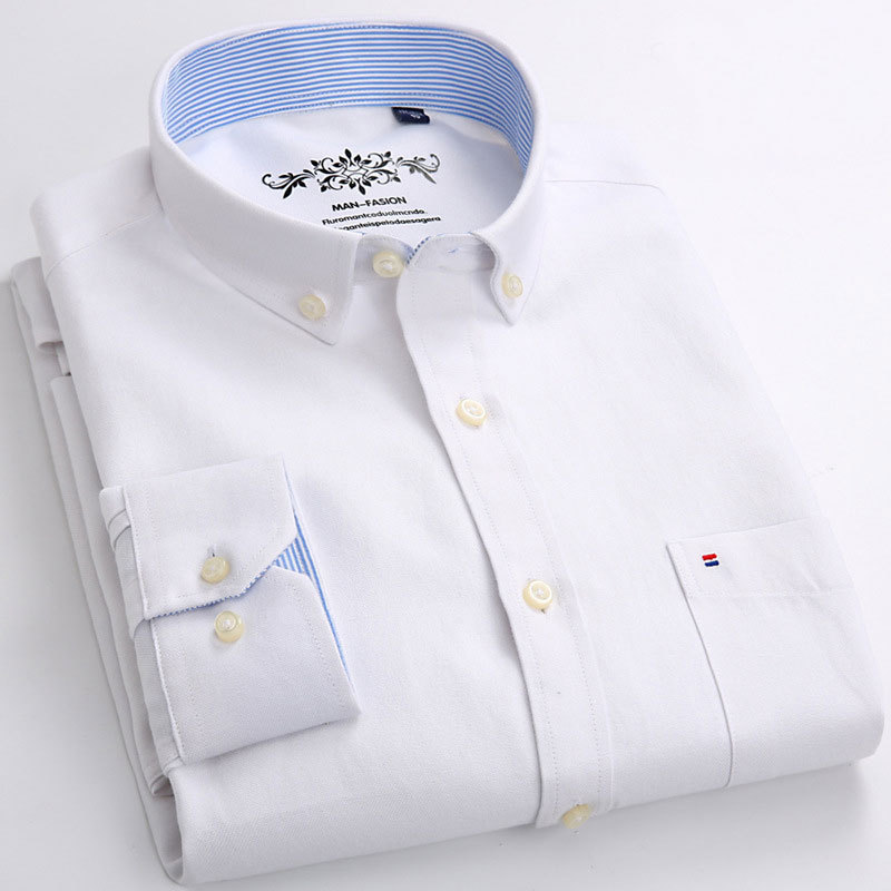 Camisa de manga larga de color sólido de tela Oxford, ropa formal informal de negocios para hombres, camisa delgada de temperamento profesional cómoda