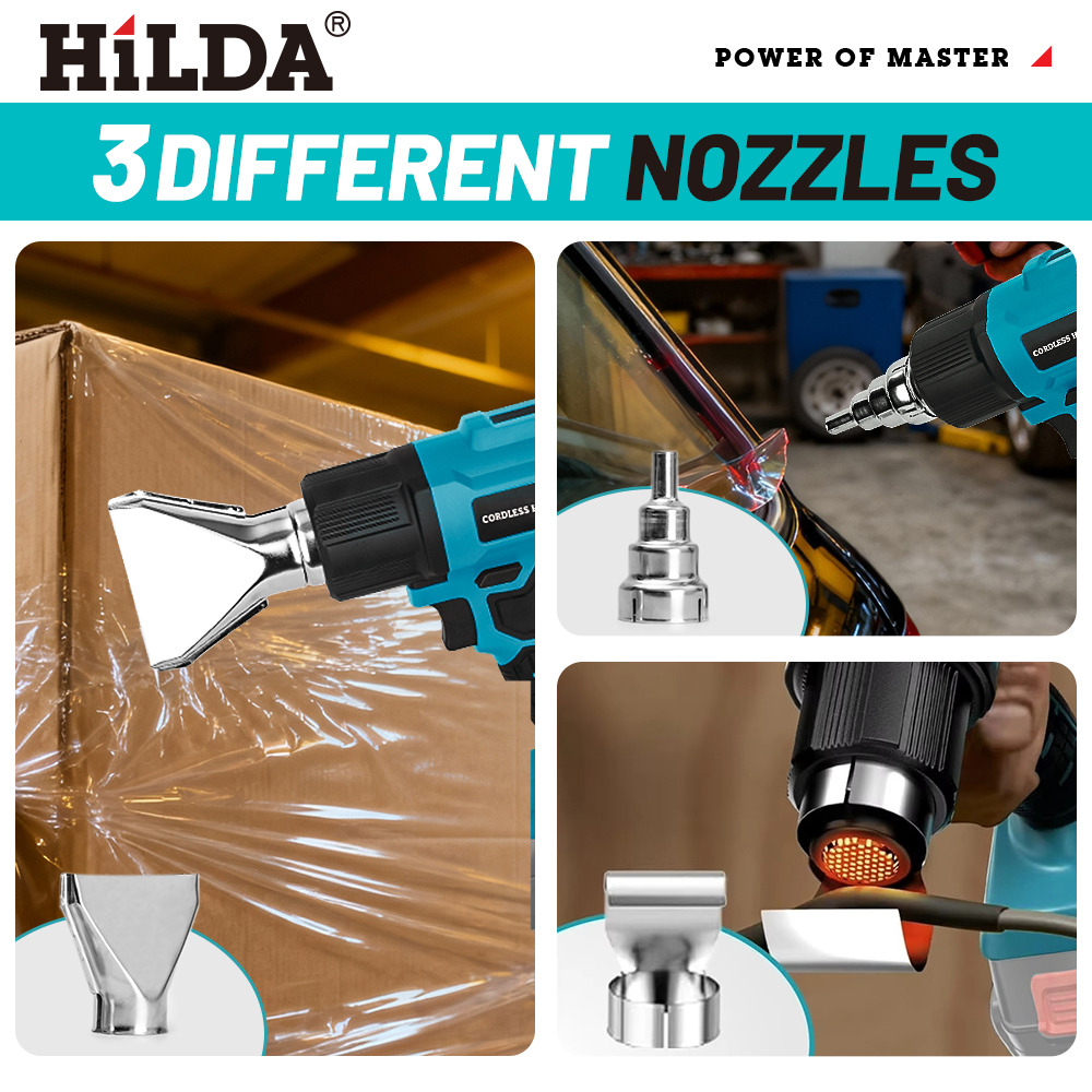HILDA 21V Pistola ad aria calda portatile Temperatura ricaricabile senza fili per pistola termica elettrica a batteria Makita con ugelli