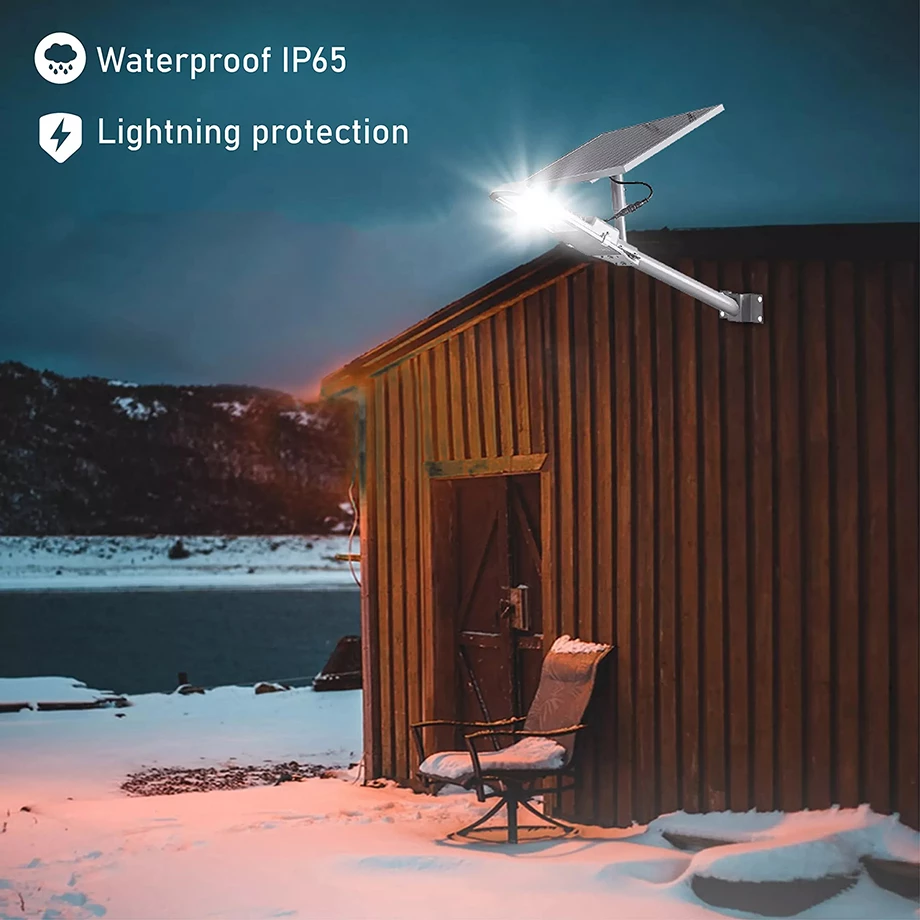 Luz Solar potente de 200W, farola Solar para exteriores, 6000mah, impermeable, automática, de atardecer al amanecer, farola para garaje y jardín