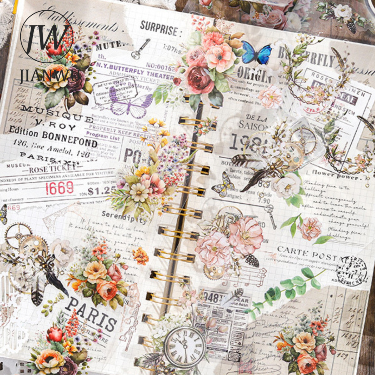 JIANWU 50 ミリメートル * 200 センチメートルカラフルな花束シリーズヴィンテージ植物花素材の装飾 PET テープクリエイティブ DIY ジャーナルコラージュ文具