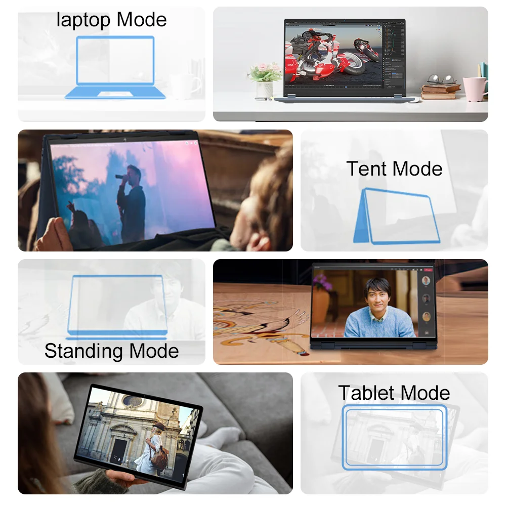 Laptop Ninkear YBOOK15 2 w 1 360 °   Tablet z ekranem dotykowym 15,6 cala FHD IPS AMD Ryzen ™   3 3200U 16G DDR4+512GB SSD Windows 11 Pro