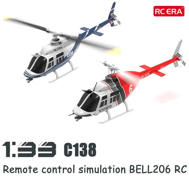 C138 รีโมทคอนโทรลเฮลิคอปเตอร์จําลอง BELL 206 รีโมทคอนโทรลเครื่องบินรุ่น 1/33 2.4G เต็มรูปแบบของเล่นเด็ก
