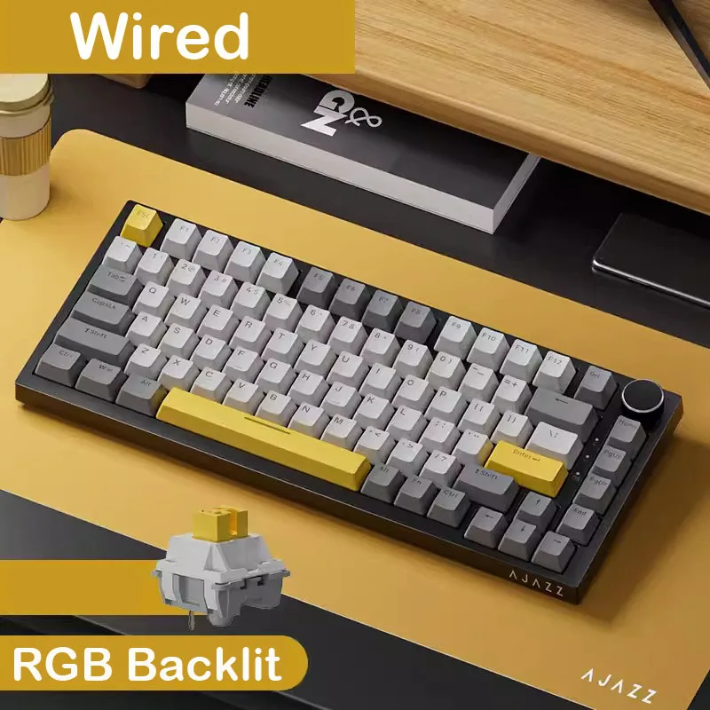 AJAZZ AK820 Pro Wired&Wireless Mechanical Gaming Keyboard Tri-Mode RGB Backlit Hot-Swappable Switches,70% Compact Layout,PC/Mac